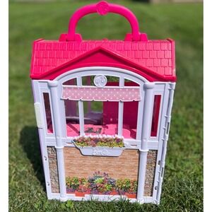 Barbie‎ Dollhouse Portable 2-Story Townhouse Carry Case Playset Toy